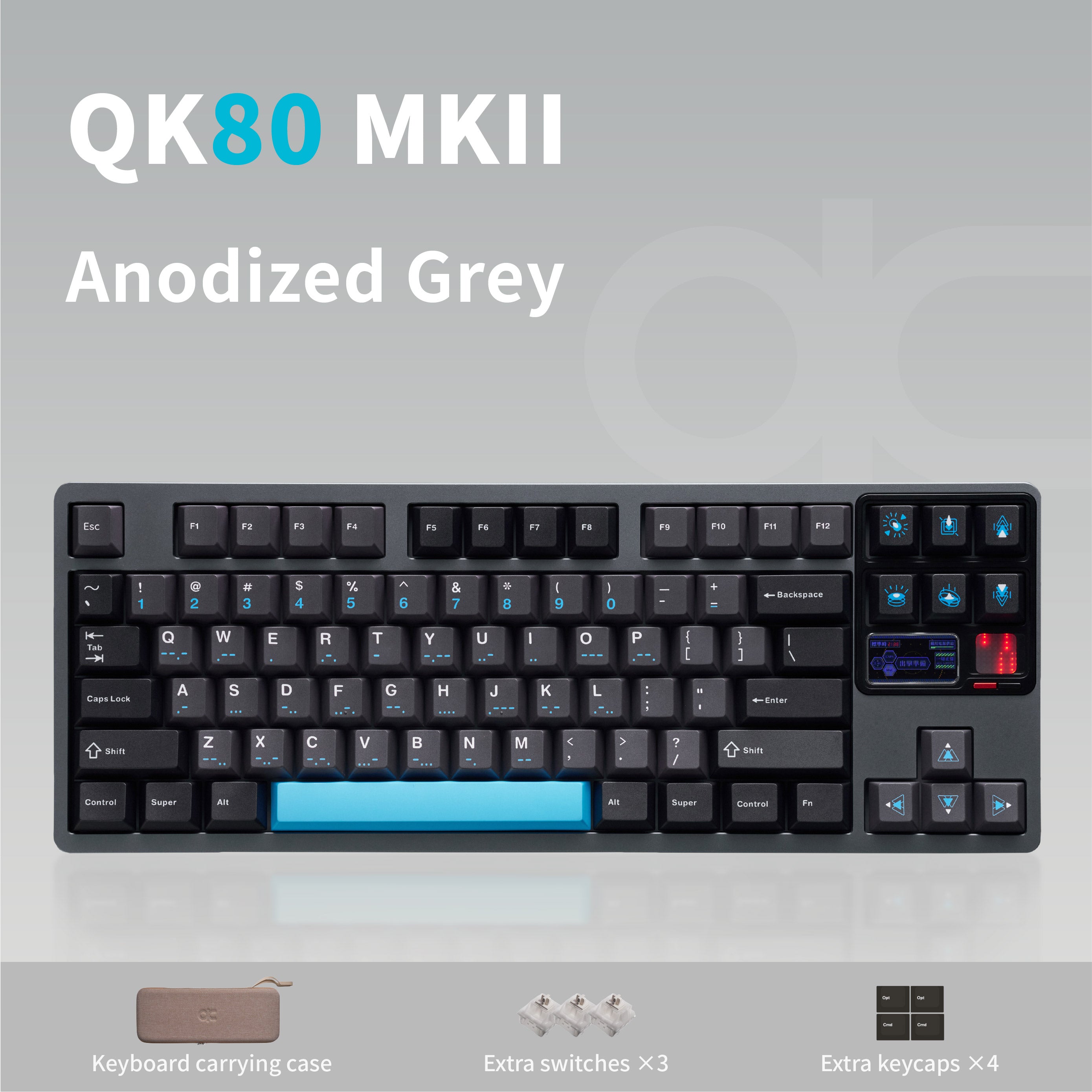 QwertyKeys QK80 Mk2 - OLED 달린 80% 트라이모드 완제품 키보드